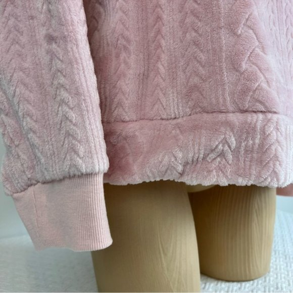 La Vie en Rose Plush Cable Knit Cowl Turtle Neck Pull Over Long Sleeve Sweater L - Picture 4 of 9